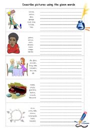 English Worksheet: Describing objects, people