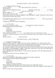 English Worksheet: Lord of the Flies and William Golding