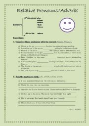 English Worksheet: RELATIVE PRONOUNS