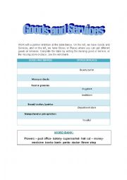 English Worksheet: GOODS AND SERVICES