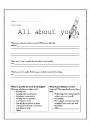 English Worksheet: all about you