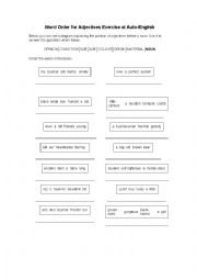 English Worksheet: adjective order