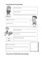 English Worksheet: asking name and age