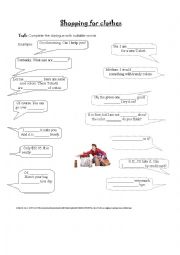 English Worksheet: Shopping for clothes