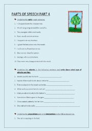 English Worksheet: PARTS OF SPEECH PART 4