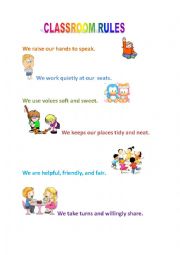 English Worksheet: Classroom rules rhyme