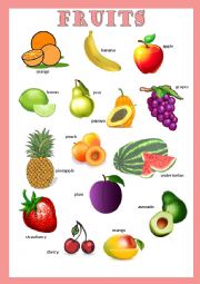 English Worksheet: Pictionary: Fruits