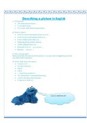 English Worksheet: Describin a picture in English