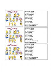 English Worksheet: Family Members with The Simpsons