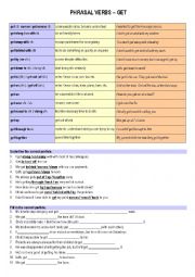 Phrasal Verbs GET (exercises with key included)