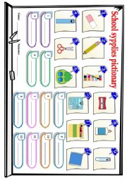 English Worksheet: School supplies pictionary