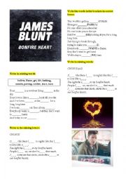 English Worksheet: James Blunt Bonfire heart