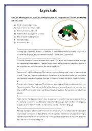 English Worksheet: Esperanto