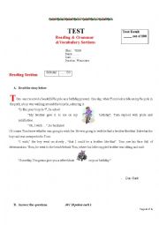 English Worksheet: reading