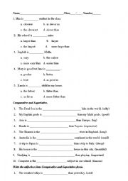English Worksheet:  Revision:Comparison for beginers