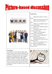 English Worksheet: Picture-based discussion jobs