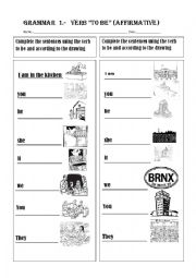 English Worksheet: grammar verb to be (place) affirmative 