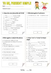 English Worksheet: TO BE, PRESENT SIMPLE