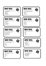 English Worksheet: Movie Trivia Card Game