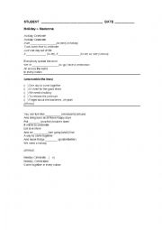 English Worksheet: Holiday Lyrics - Madonna