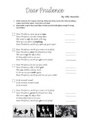 English Worksheet: Dear Prudence by The Beatles - song ws