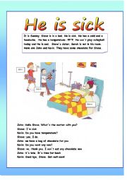 English Worksheet: He is sick - using some and any