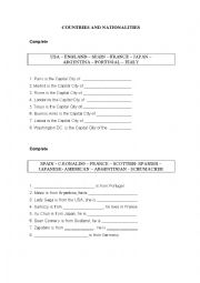 English Worksheet: Countries and nationalities