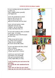 English Worksheet: SCHOOL RULES ( an illustrated poem) 