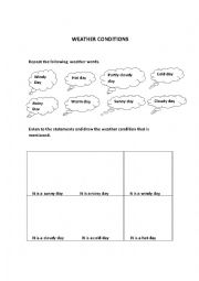 English Worksheet: Weather Conditions Second Grade