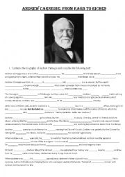 English Worksheet: Andrew Carnegie, from rags to riches, an exmple of the American Dream
