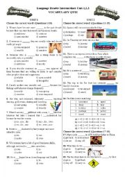 English Worksheet: Vocabulary Quiz for Language Reader Int Unit-1,2,3