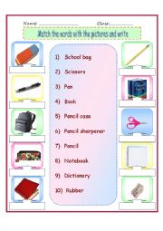 English Worksheet: Classroom objects