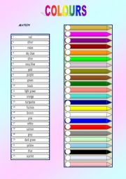 English Worksheet: COLOURS