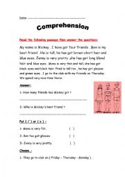 English Worksheet: comprehension