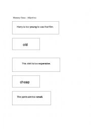 English Worksheet: Memory Game with adjectives