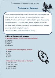 English Worksheet: First man on the moon