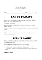 English Worksheet: passive