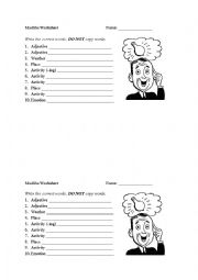 English Worksheet: Madlibs