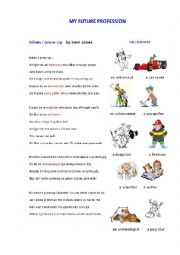 English Worksheet: MY FUTURE PROFESSION (2 poems + a pictionary)