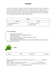 English Worksheet: Herbs