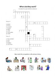 English Worksheet: Job and workplace puzzle