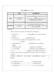 English Worksheet: TOO OR ENOUGH?  