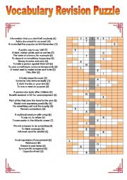 English Worksheet: Upper-Intermediate or Advanced Crossword Puzzle