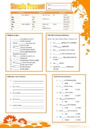 English Worksheet: Simple Present Worksheet 