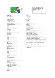 English Worksheet: CLASSROOM ENGLISH