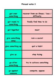 Phrasal verbs matching cards 3