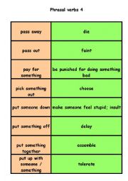 English Worksheet: Phrasal verbs matching cards 4