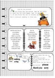 Book with activities for elementary: p.3 of The Lazy cat sat