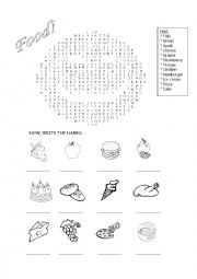 English Worksheet: Food wordsearch