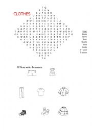 Clothes wordsearch